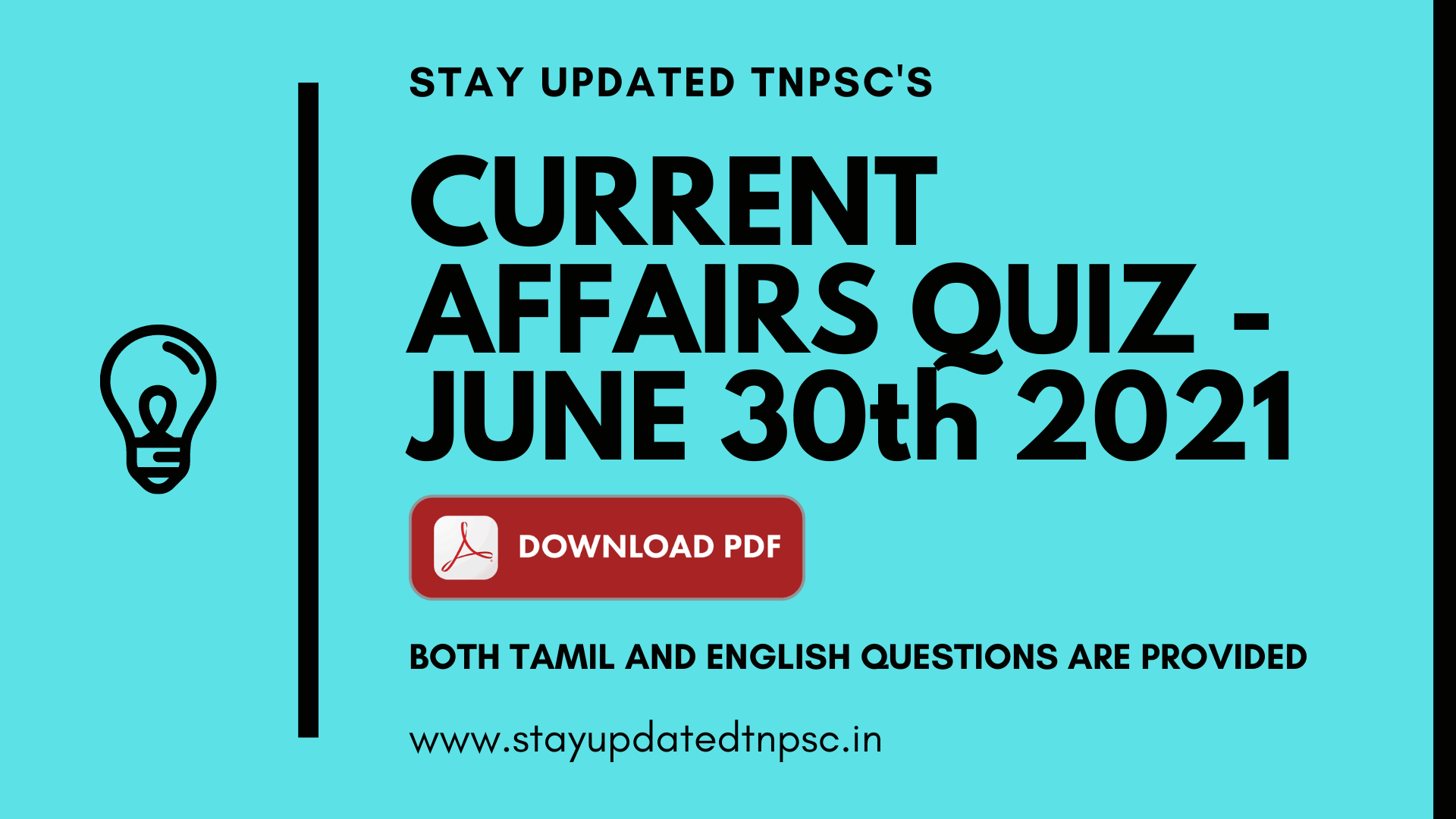 TNPSC DAILY CURRENT AFFAIRS: 30 JUNE 2021 TNPSC தினசரி நடப்பு நிகழ்வுகள்: 30 ஜூன் 2021 BOTH TAMIL AND ENGLISH QUESTIONS ARE PROVIDED DOWNLOAD PDF AT THE END OF THE QUESTIONS