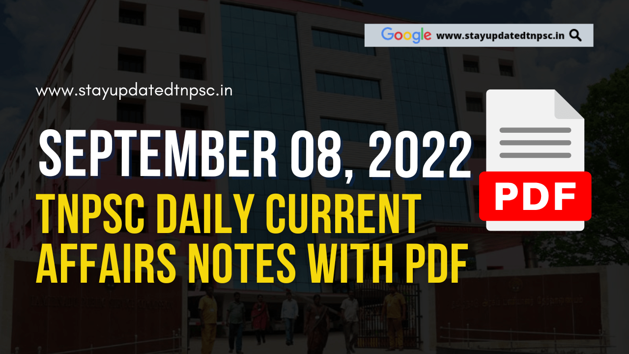 8th September 2022 Current Affairs