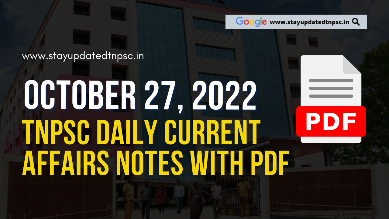 27th October 2022 Current Affairs