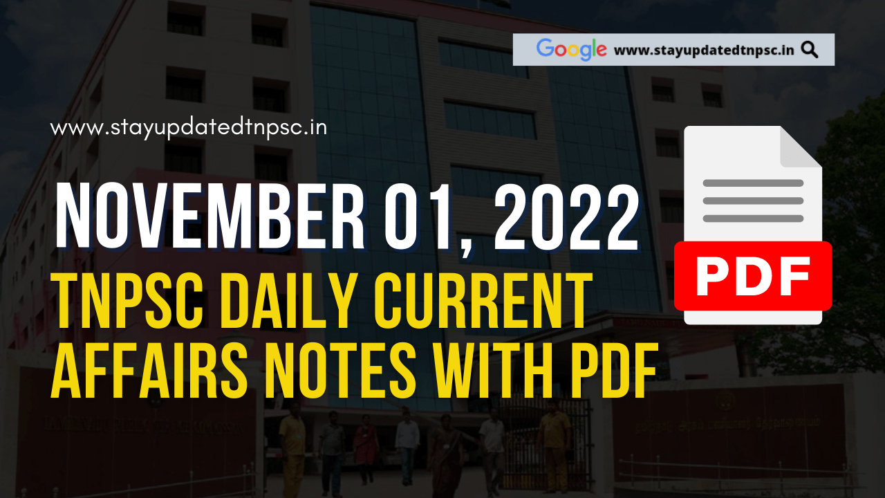 1st November 2022 Current Affairs